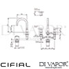 Cifial 31131TB U Techno X300 3 Hole Deck Basin Mixer Tap Dimensions